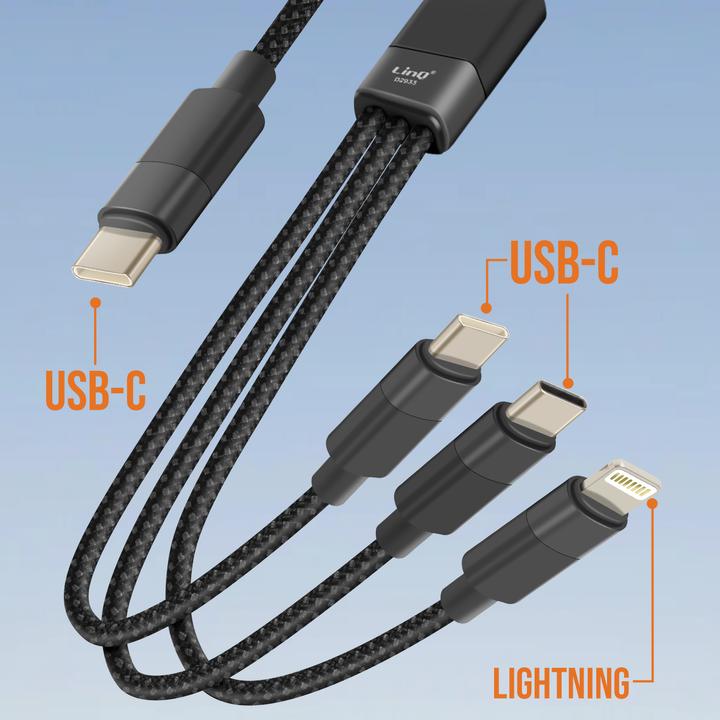Actual product image LinQ USB-C / 2x USB-C + Lightning cable (1.20 m, USB 3.2 Gen 1)