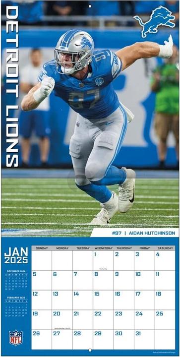 Immagine prodotto NFL - Detroit Lions - Calendario da parete della squadra 2025 30,5 x 30,5 cm (30,5 x 30,5 cm, Francese, Italiano, Spagnolo, Tedesco, Inglese)