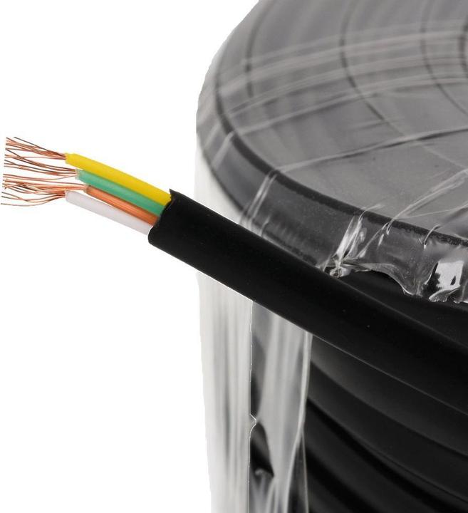 Immagine prodotto Helos Cavo di collegamento a 4 fili, nero, 50 m Cavo piatto a 4 fili, cavo telefonico, 50 m, AWG28