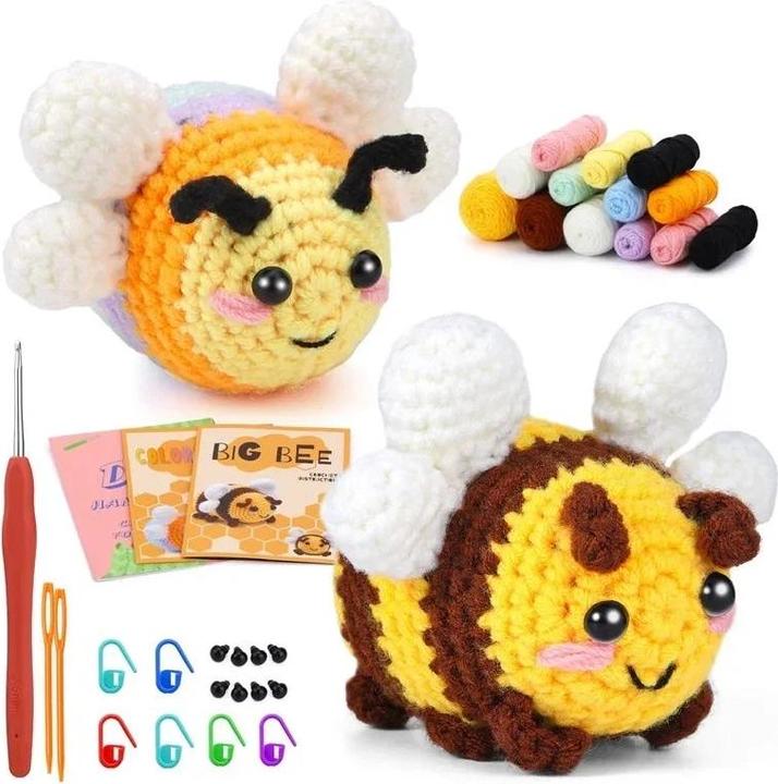 Produktbild Activity Board Little Bee Häkel-Set für Anfänger mit Video-Tutorial Baumwolle stricken Garn Garn Kunststoff Nadeln