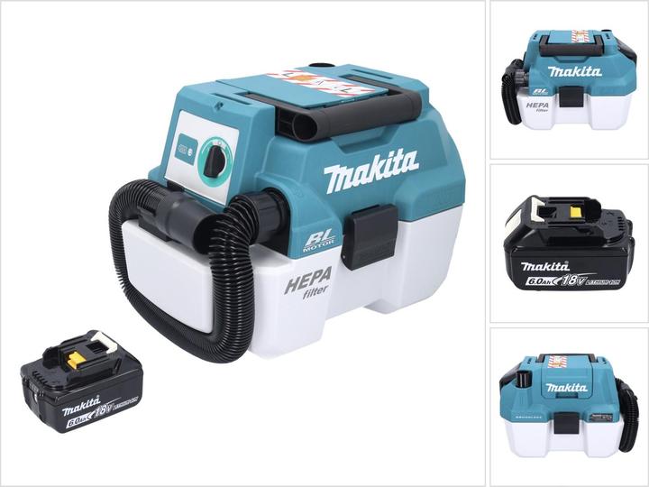 Produktbild Makita DVC 750 LG1 Akku Staubsauger LXT 18 V 67 mbar 7,5 l Brushless + 1x Akku 6,0 Ah - ohne (Nass-Trockensauger)