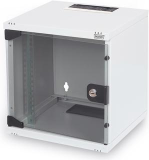 Produktbild Assmann Digitus Wandgehäuse 254 mm (10") - 312x300 mm (BxT), Wandmontiertes Regal, 6U, 30 kg, Grau