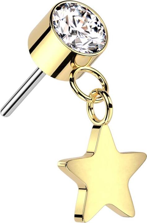 Immagine prodotto Star Piercing Cilindro senza fili placcato in oro cristallo ciondolo in argento stella placcato in oro (senza ottone, Titanio G23)
