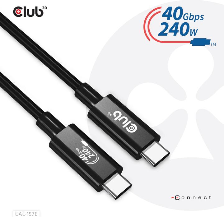 Image du produit Club 3D USB Typ C – USB Typ C (1 m, USB 4.0)