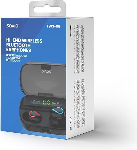 Actual product image Savio TWS-06 Bluetooth 5.0 + EDR Headphones & Headset in Ear Black (120 h, Wireless)