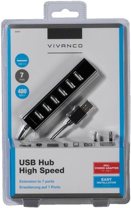 Produktbild Vivanco USB 2.0 Hub (USB-A, 7 Ports)