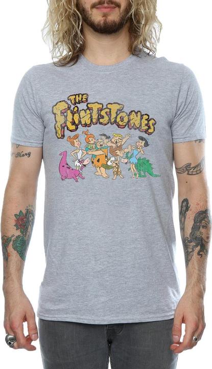 Actual product image The Flintstones Mens Group Distressed T-Shirt (L)