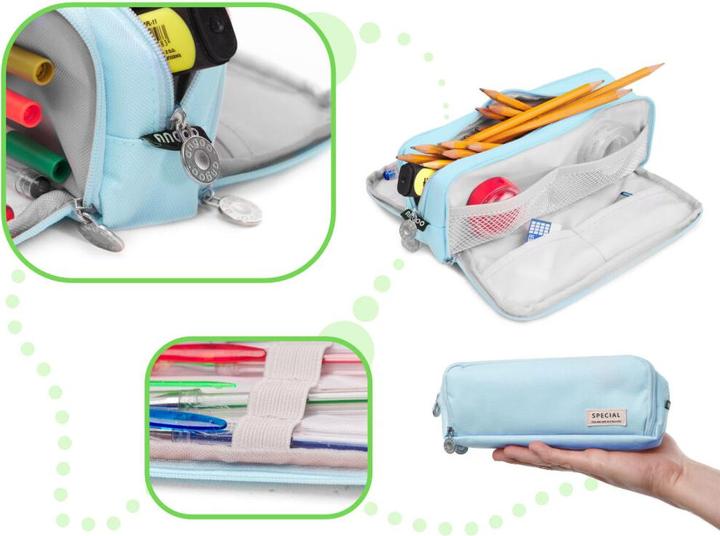 Immagine prodotto Ikonka Borsa tripla per la scuola borsa cosmetica 3in1 blu