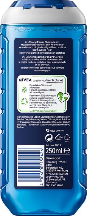 Immagine prodotto Nivea Men Shampoo a potenza forte pH-Optimal (250 ml, Shampoo liquido)