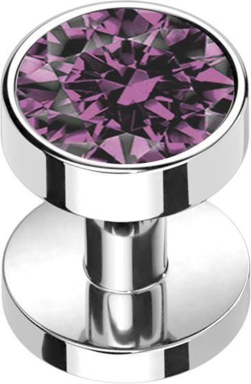 Produktbild Star Piercing Skin Diver silber mit Kristall hellviolett (ohne Messing, Titan G23)