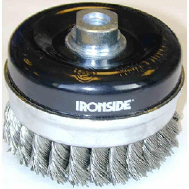 Immagine prodotto Ironside Spazzola a tazza in acciaio Ø 80 mm, per smerigliatrice angolare, filo annodato, con attacco (0,5 mm)