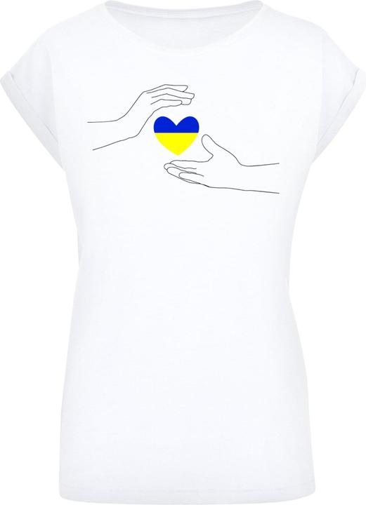 Merchcode Ladies Peace - 2 Hand Heart White Extended Shoulder Tee - 161427 (M)