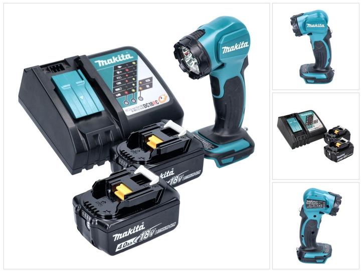 Productafbeelding Makita DEADML 815 RM LED accu-handlamp 14,4 - 18 V 160 lm + 2x accu 4,0 Ah + lader (160 lm)