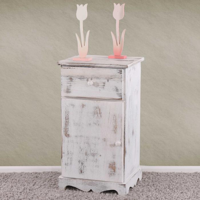 Image du produit Swisshandel24 Commode Table de chevet Table de téléphone, 63x35x29cm, Shabby-Look, Vintage - blanc (63 x 35 x 29 cm)
