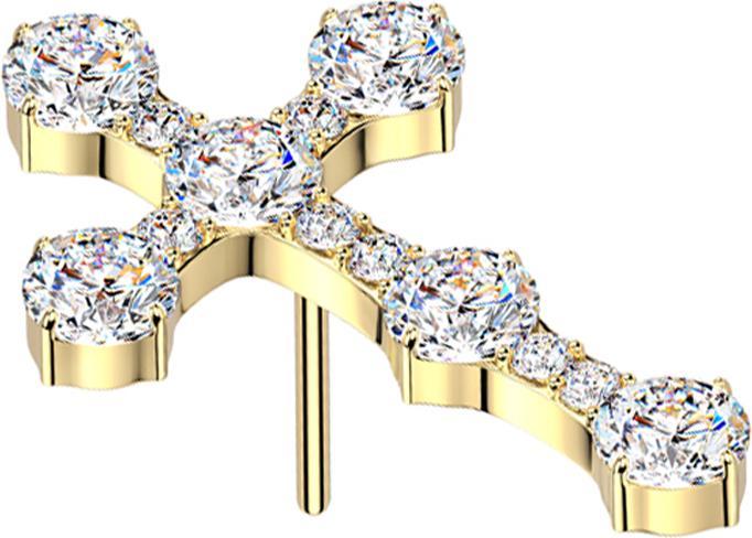Immagine prodotto Star Piercing Threadless Kreuz gothic vergoldet Kristall silber (senza ottone, Titanio G23)