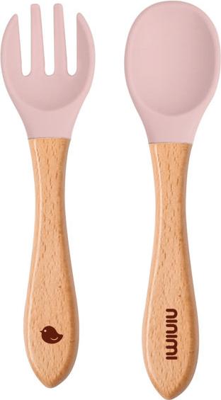 Immagine prodotto Ninimi Set di posate in silicone con manico in legno
