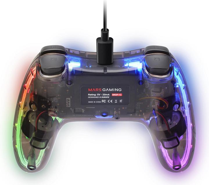 Produktbild Mars Gaming Manette De Jeu Filaire Mgp-C RGB (Transparent) (Mac, PC, Switch, Android, PS3)
