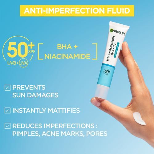 Produktbild Garnier Pure Active BHA + Niacinamide Daily UV Anti-Imperfection Fluid (SPF 50, 40 ml)