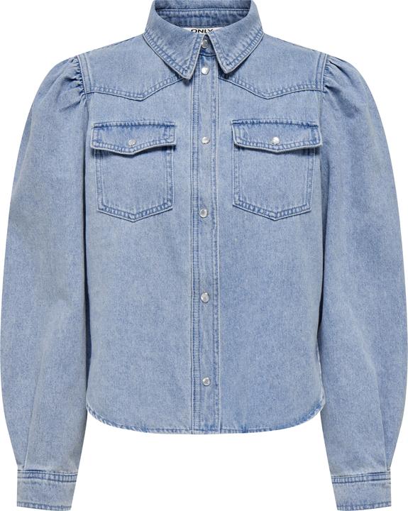 Only Locker geschnitten Hemdkragen Puffärmel Hemd Jeanshemd (XS)