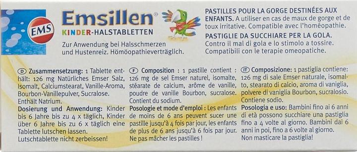Nährwerte und Zutaten Emser Emsillen Kinder-Halstabletten Vanille Stk (1 Stück)