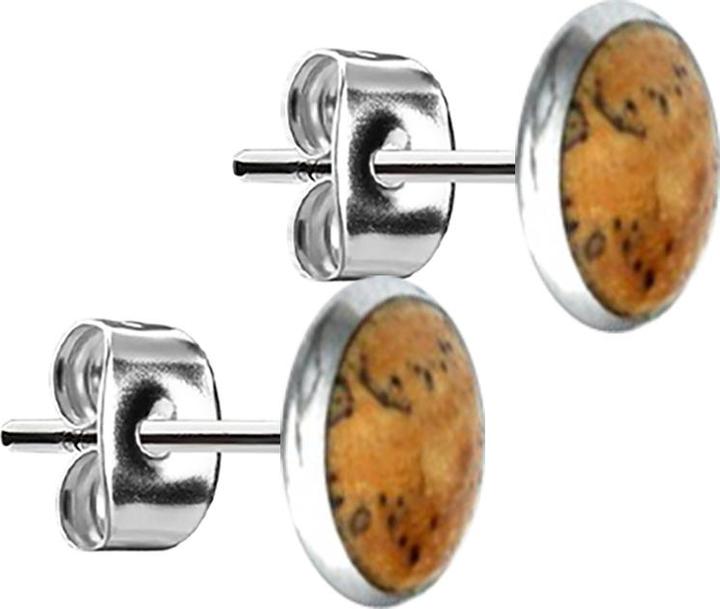 Produktbild Star Piercing Ohrstecker silber Teller Tamarind Holz (Organisch, ohne Messing, Chirurgenstahl 316L)
