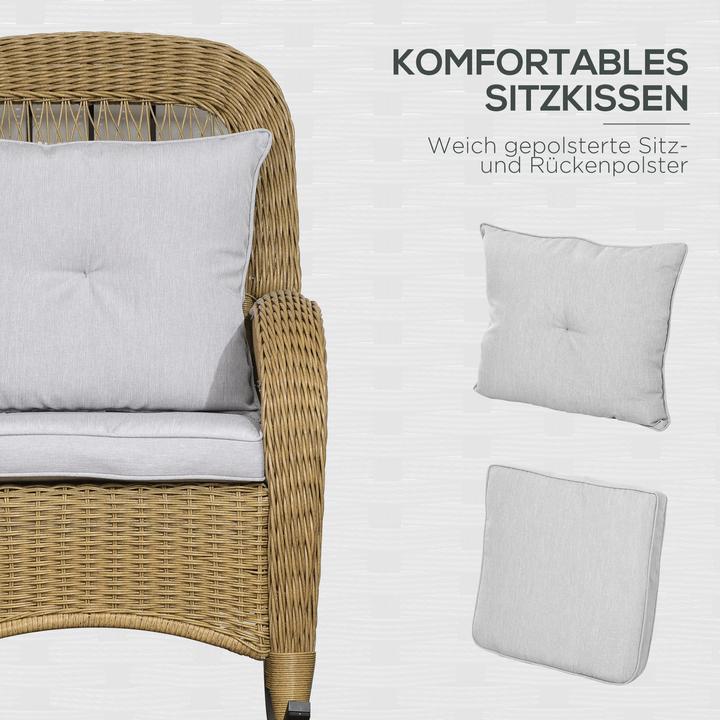 Produktbild Outsunny Rattan Schaukelstuhl mit Sitzkissen
