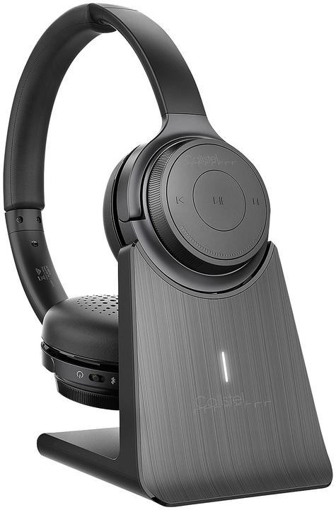 Immagine prodotto Callstel Auricolare stereo professionale con Bluetooth 5, batteria da 18 ore e stazione di ricarica 2in1 (Senza fili, USB-C)