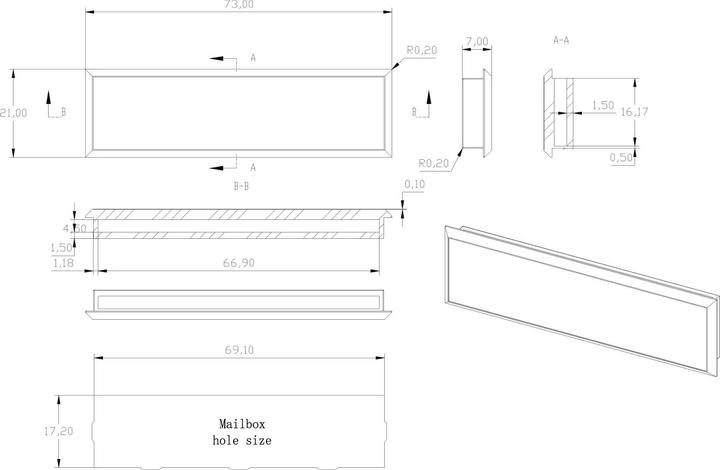 Produktbild Wiltec Namensschild Abdeckung Briefkasten 69x17mm Ersatzteil Postkasten Schild
