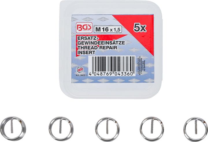 Produktbild BGS Ersatz-Gewindeeinsätze M16 x 1,5 mm 5-tlg.