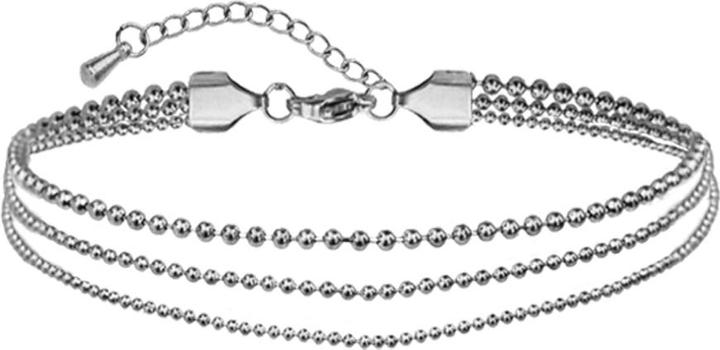 Produktbild Star Piercing Fusskette silber drei unterschiedliche Kugelketten (ohne Messing, Chirurgenstahl 316L, 26 cm)