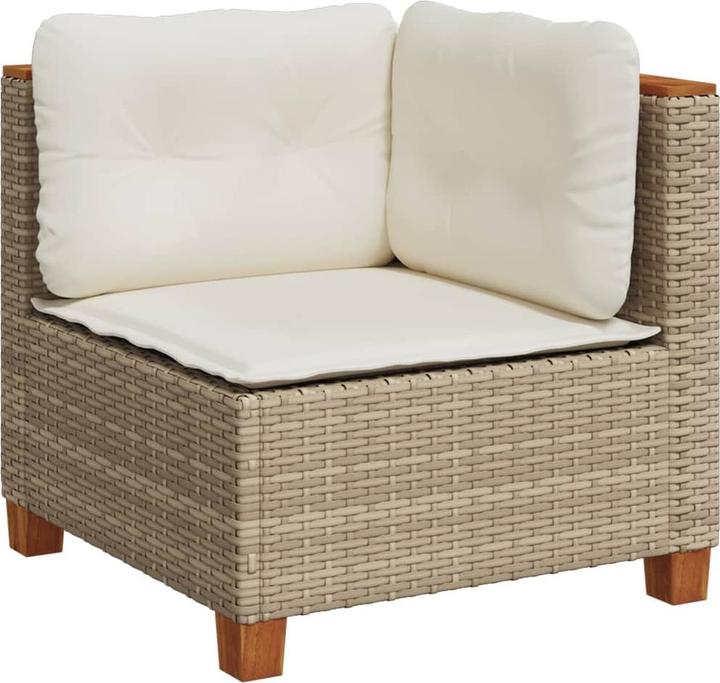 Image du produit VidaXL Jardin Canapé d'angle Coussin Canapé central Canapé de jardin Beige Poly rotin
