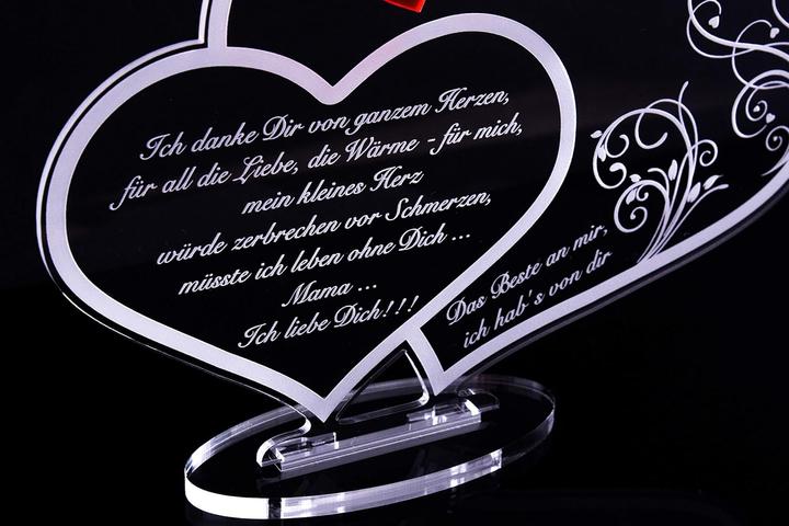 Image du produit Laserox Acryl Doppelherz Schild "Liebe Mama" mit Gravur