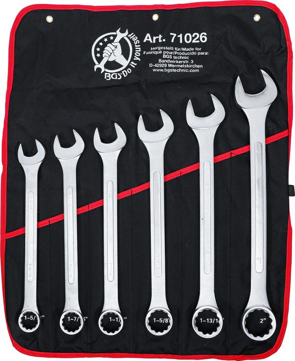 Actual product image BGS Combination Spanner Set XXL Inch Sizes 1-5/16" - 2" 6 pcs. (1.5/16")