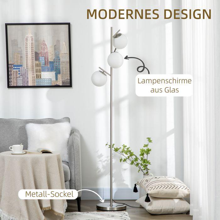 Image du produit Swisshandel24 Lampadaire, lampadaire, lampadaire 40 W avec douille E27, lampadaire avec 3 abat-jour en verre (E27)