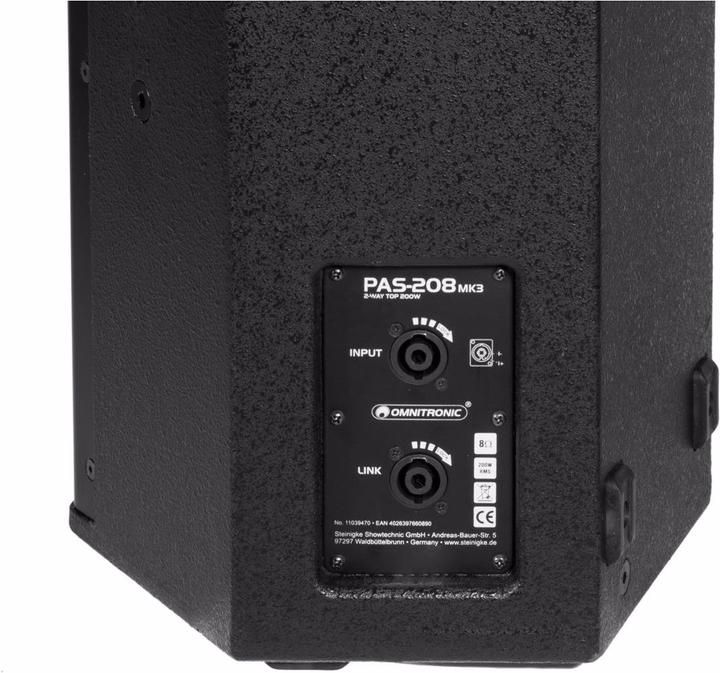 Produktbild Omnitronic PAS-208 MK3 2-Wege-Top (Passiv, 1x 200 W)