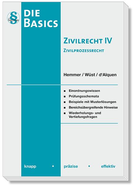 Produktbild Basics - Zivilrecht IV Zivilprozessrecht (ZPO) (Deutsch, Clemens D'Alquen, Achim Wüst, Karl-Edmund Hemmer, 2024)