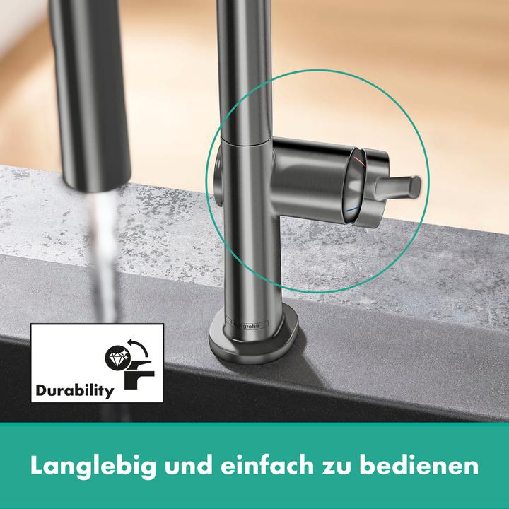 Actual product image hansgrohe Sink mixer 210 Talis M54 pull-out spray, 2 jet brushed black chrome