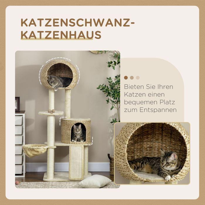 Actual product image Swisshandel24 Scratching post, 150 cm, cat tree with cat house, climbing tree with hammock and ramp, cat (150 cm, Brown, Cream)
