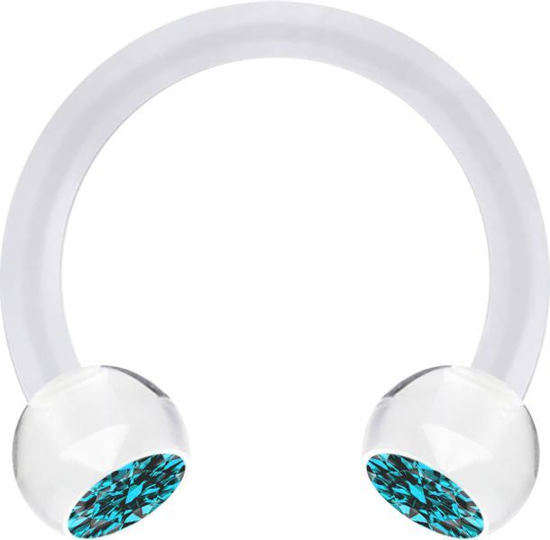 Immagine prodotto Star Piercing Micro Circular Barbell trasparente con due sfere crystal aqua (senza ottone, Acrilico)