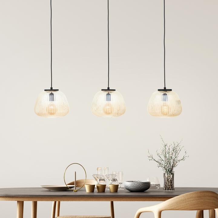 Produktbild Brilliant Kaizen Pendelleuchte 3flg amber-bernstein/schwarz matt (E27)