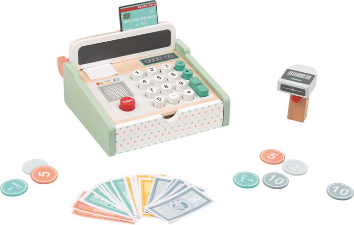 Spielba Cash register with scanner + wooden calculator