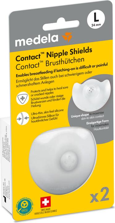 Medela Protège-mamelons Contact L ( Ø 24mm), 2 pièces avec boîte de rangement (L)