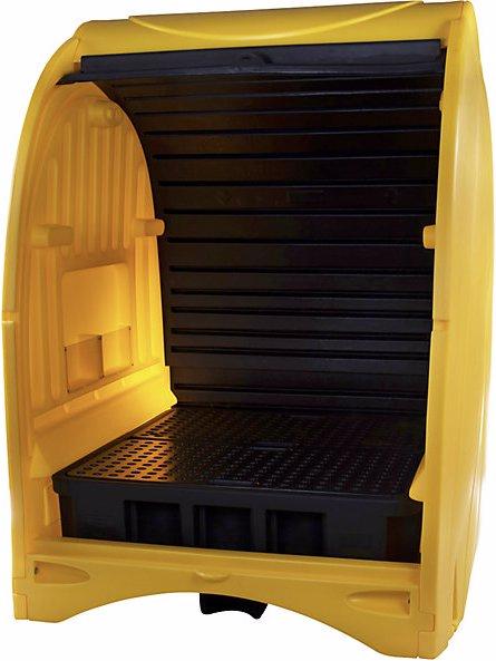 Actual product image Jonesco PE hazardous goods storage unit with roller shutter, for 4 x 200 l drums