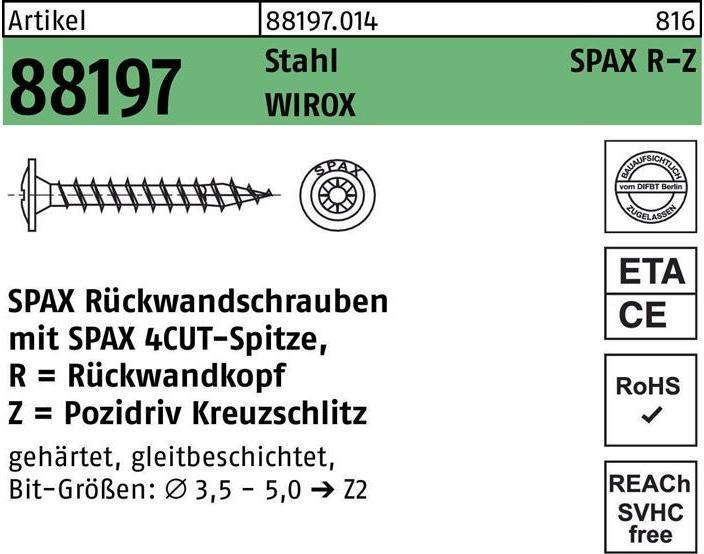 Actual product image Spax Back wall screws PZ2 4,0x40 mm (500 Screws per piece)