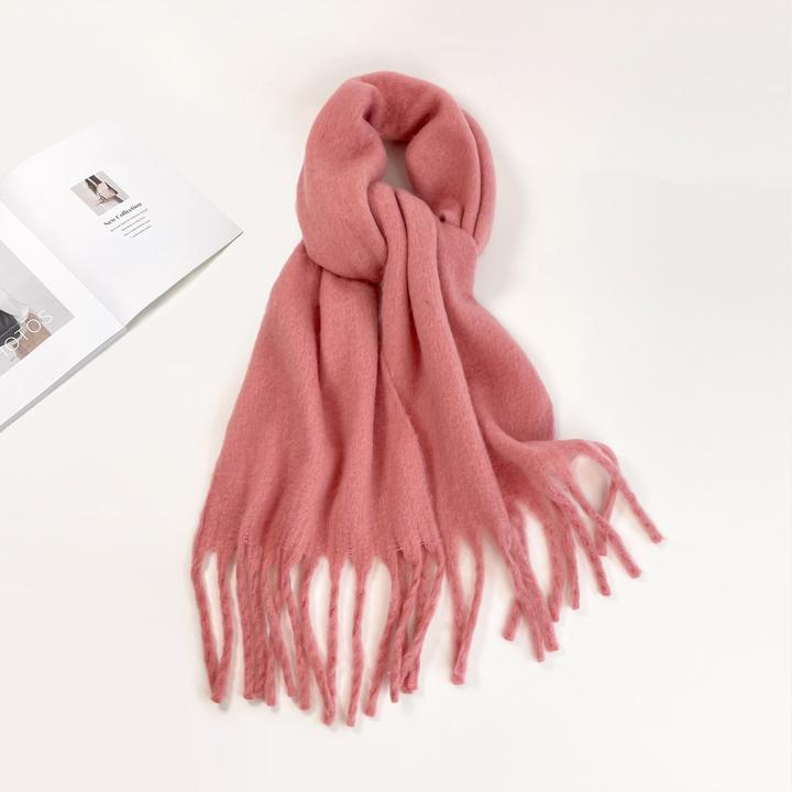 Produktbild Only-Bags.Store Solide Farbe Plüsch Warm Chunky Schal Lange Einfache Grosse Verdickte Quaste Schal Winter Outdoor