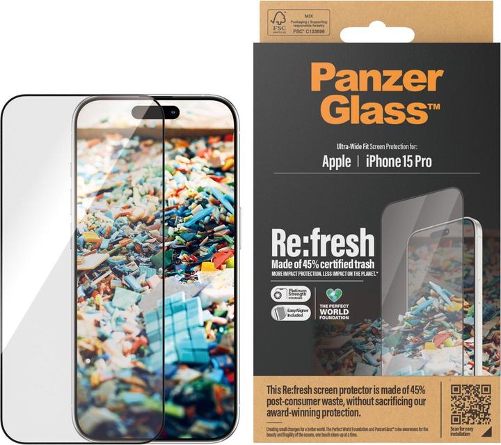 Actual product image PanzerGlass Re:fresh (1 Piece, Apple iPhone 15 Pro)