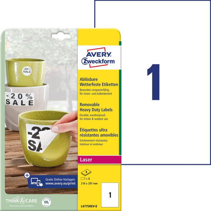 Actual product image Avery Weatherproof, removable labels