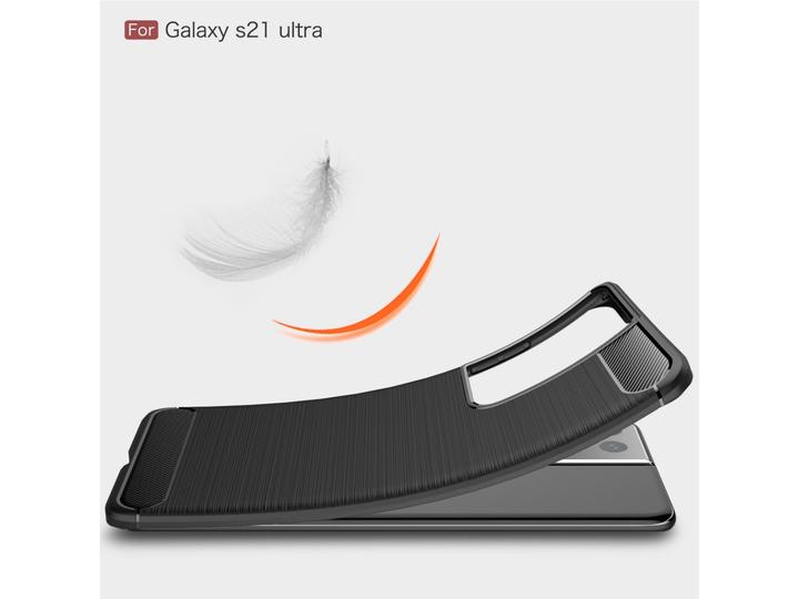 Produktbild Screenguard Samsung Galaxy S21 Ultra Hülle Carbon Brushed Soft TPU (Samsung Galaxy S21 Ultra)