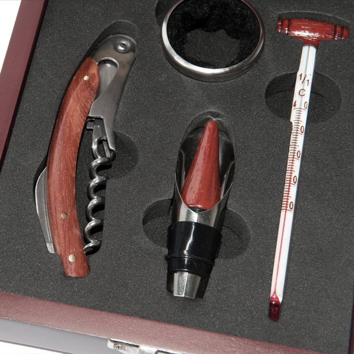Immagine prodotto Natura Punto Set di accessori per il vino (Anello gocciolante, Chiusura per il vino, Termometro per vino)