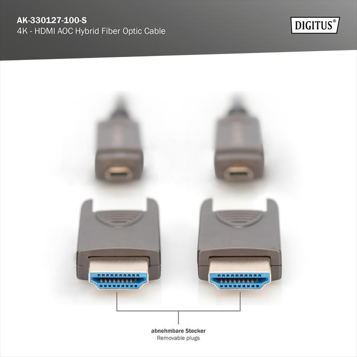 Produktbild Digitus 4K - HDMI® AOC Hybrid Glasfaserkabel mit abnehmbaren Stecker (10 m, HDMI)